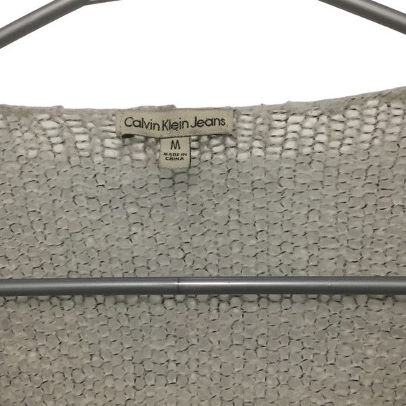 Calvin Klein Jeans open knit cardigan, shawl, size medium, gray, black thread - Picture 4 of 11